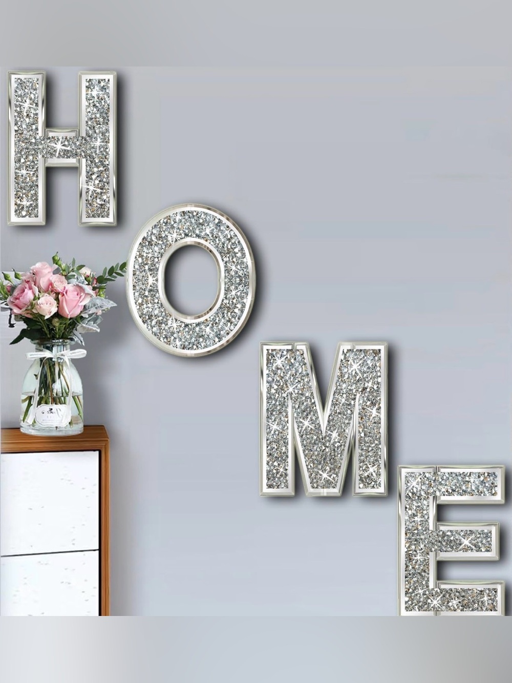 Amazon Silver Glitter HOME Wall Letters Décor